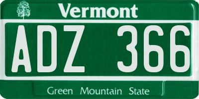 VT license plate ADZ366