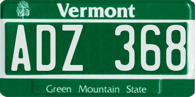 VT license plate ADZ368