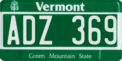 VT license plate ADZ369