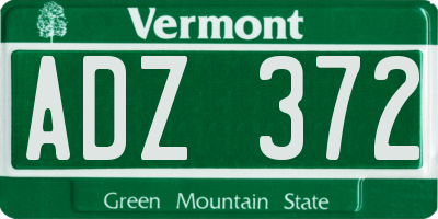 VT license plate ADZ372
