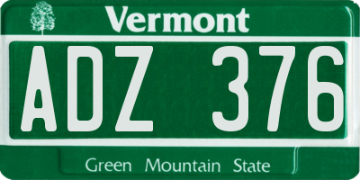 VT license plate ADZ376