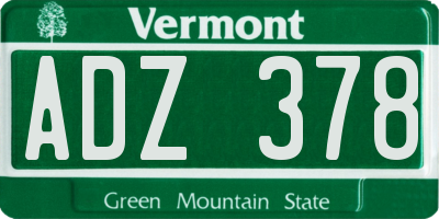 VT license plate ADZ378