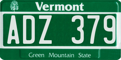 VT license plate ADZ379