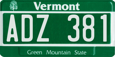 VT license plate ADZ381