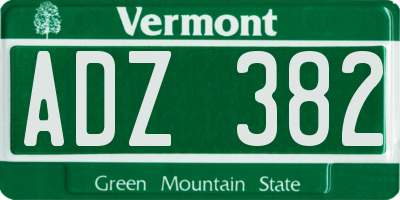VT license plate ADZ382