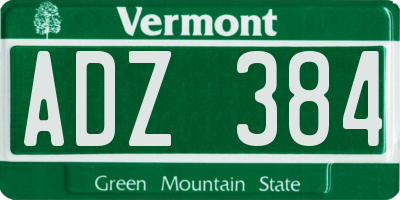 VT license plate ADZ384