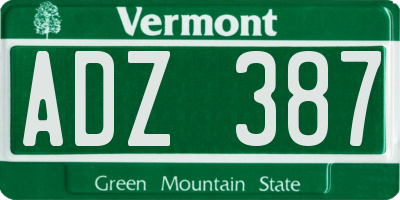 VT license plate ADZ387