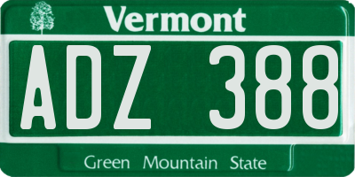VT license plate ADZ388