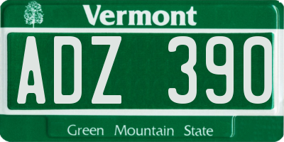 VT license plate ADZ390