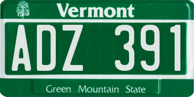 VT license plate ADZ391