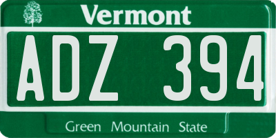 VT license plate ADZ394