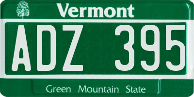 VT license plate ADZ395