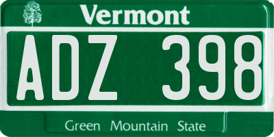 VT license plate ADZ398
