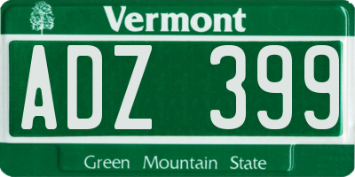 VT license plate ADZ399
