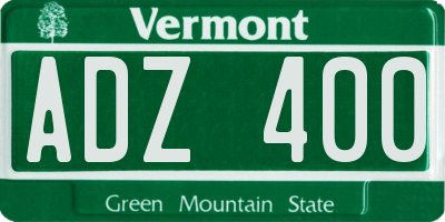 VT license plate ADZ400