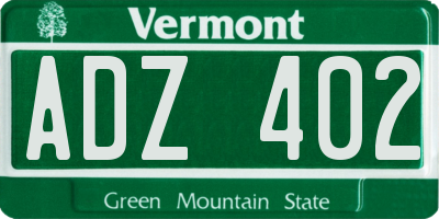 VT license plate ADZ402