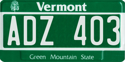 VT license plate ADZ403