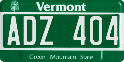VT license plate ADZ404