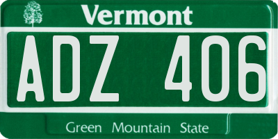 VT license plate ADZ406