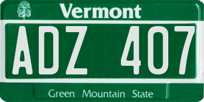 VT license plate ADZ407