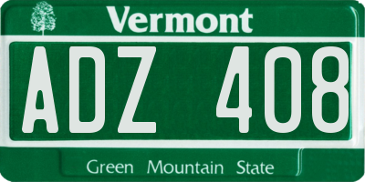 VT license plate ADZ408