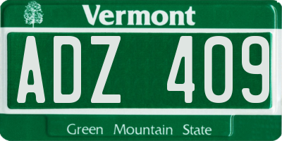 VT license plate ADZ409