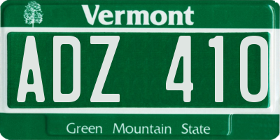 VT license plate ADZ410