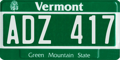 VT license plate ADZ417