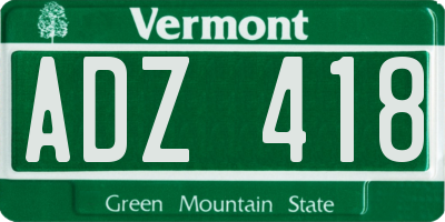 VT license plate ADZ418