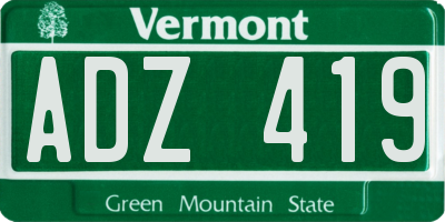 VT license plate ADZ419
