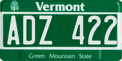 VT license plate ADZ422