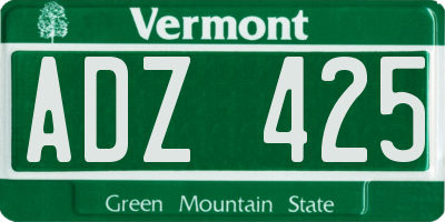 VT license plate ADZ425