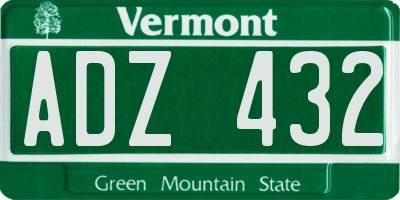 VT license plate ADZ432