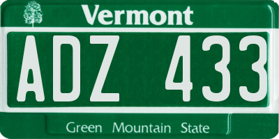 VT license plate ADZ433
