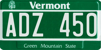 VT license plate ADZ450