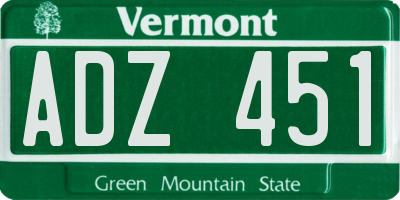 VT license plate ADZ451