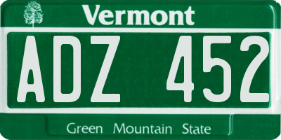 VT license plate ADZ452