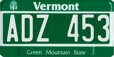 VT license plate ADZ453