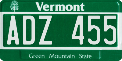 VT license plate ADZ455