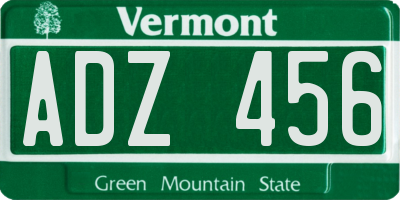 VT license plate ADZ456