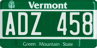 VT license plate ADZ458
