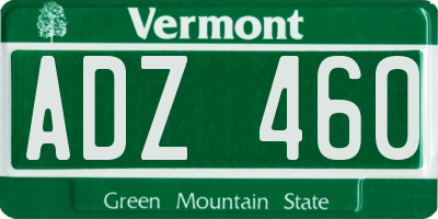VT license plate ADZ460