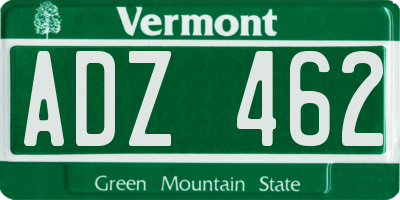 VT license plate ADZ462