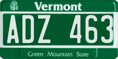 VT license plate ADZ463