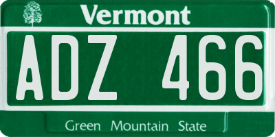 VT license plate ADZ466