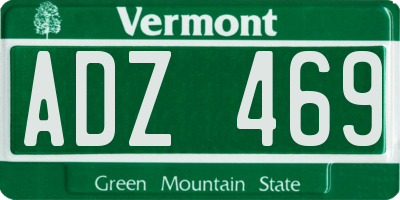 VT license plate ADZ469