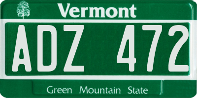 VT license plate ADZ472