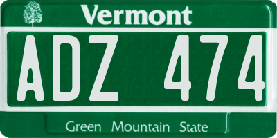 VT license plate ADZ474