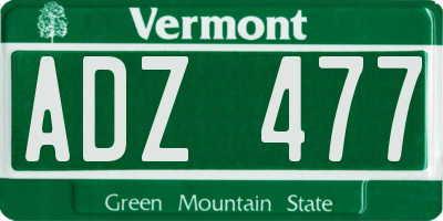 VT license plate ADZ477