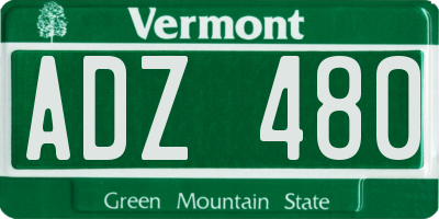 VT license plate ADZ480